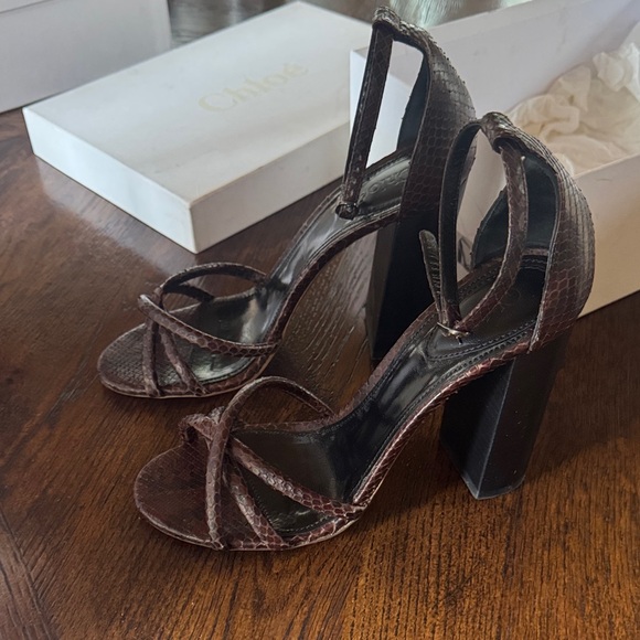 CHLOE python dark brown heels - Picture 2 of 6